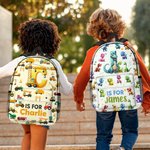 Personalised Cute Excavator Dinosaur Fantasy Unicorn Backpack with Name and Side Pockets Back to School Birthday Gift for Boys Girls