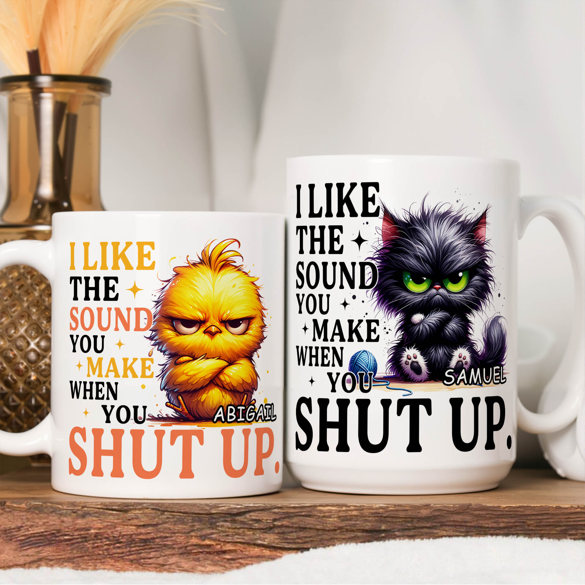 Tasse personnalisée en céramique avec nom pour les rédacteurs publicitaires et les animaux grincheux Cadeau d'anniversaire pour les amis et les amoureux des animaux