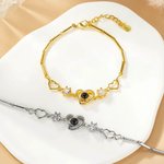 Personalised Zircon Heart Photo Projection Bracelet with 100 Languages I Love You Dainty Jewellery Anniversary Birthday Gift for Women