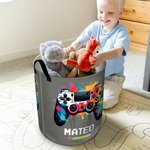 Personalized Ink Splash Game Controller Waterproof Large Laundry Basket with Name and Handle Birthday Housewarming Gift for Game Lover Friends