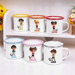 Personalized 3D Cartoon Soccer Character Portable 12 oz Enamel Cup with Name Birthday Children's Day Game Day Gift for Children