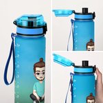 Gepersonaliseerde Cartoon Figuren Geboortebloem 946 ml Motiverende Sport Waterfles met Tijdsmarkering Naam Verjaardagscadeau voor Familie