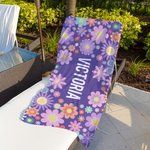 Asciugamano da spiaggia personalizzato multicolore Sunny Flowers Quick Dry con nome Regalo di compleanno per bambini, donne, vacanze estive in spiaggia
