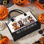 Personalizzato Halloween Costume Highland Cow Large Canvas Tote Bag con nome Uso quotidiano Festa di Halloween Regalo per amico di famiglia