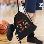 Personalized Stripes Camo Sports Pattern Name Drawstring Bag with Initial or Number Back to School Birthday Gift for Students Sport Lovers