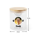 Gepersonaliseerde Kaarsenpot met Honden- of Kattenpootafdruk Foto Naam en Jaartal met LED-kaars Houten Deksel Herdenkingscadeau voor Huisdierverlies