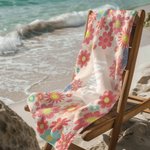 Asciugamano da spiaggia personalizzato multicolore Sunny Flowers Quick Dry con nome Regalo di compleanno per bambini, donne, vacanze estive in spiaggia