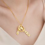Personalisierte Dreieck Ring Halter Halskette mit Namen Zierlich Schmuck Geburtstag Jahrestag Hochzeit Geschenk für Frauen