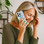 Coque de Téléphone Double Couche Personnalisée avec Nom Motif Floral Accessoire iPhone Samsung avec Bracelet ou Sangle Cadeau Anniversaire pour Femme