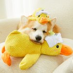 Personalized Cute Yellow Duck Soft Squeaky Plush Toy with Name for Teething Chewing Interactive Pet Supplies Birthday Anniversary Gift for Pet Lovers