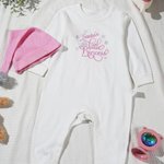 Personalized Santa's Little Princess 100% Cotton Romper Hat Set with Embroidered Name Baby Shower Christmas Gift for Baby Girls