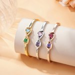 Gepersonaliseerde Sterling Zilveren Oneindigheid Dubbele Hart Geboortestenen Armband met Naam Verjaardag Jubileum en Valentijnscadeau voor Vrouwen