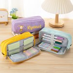 Personalised Cute Cartoon Subject Animals Multi-Compartment Pencil Case with Name Back to School Birthday Gift for Boys Girls