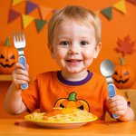 Personalisierte Cartoon-Charakter Spinnennetz Food-Grade Kid's Gabel Löffel Messer 3 Stück Besteck-Set mit Namen Halloween Party Geschenk für Kinder