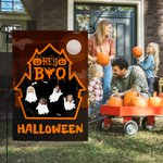 Personalized Cartoon Ghost Castle Garden Flag with 1-6 Face Photos Yard Garden Decor Spooky Season Halloween Gift for Family