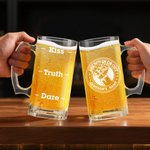 Personalized Fist Design Funny Text 16.6 oz Beer Glass with  Name and Handle Cheers Challenge Bar Game Oktoberfest Gift for Family Friends Beer Lover