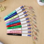 Personalised Retro Birth Flower Acrylic Charm 4-in-1 Pen with Name Teacher's Day Back to School Appreciation Gift for Teaches Students Kids
