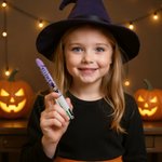 Stylo 4-en-1 rétractable avec nom Personnalisé Halloween Personnalisé Personnage de dessin animé avec paillettes Cadeau d'Halloween pour les enfants