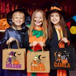 Personalized Moon Pumpkin Halloween Cartoon Character Jute Bag with Name Halloween Party Gift for Boys Girls