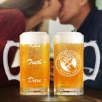 Personalized Fist Design Funny Text 16.6 oz Beer Glass with  Name and Handle Cheers Challenge Bar Game Oktoberfest Gift for Family Friends Beer Lover