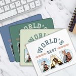 Personalized World's Best Dad 3 Photos Non-Slip Mouse Pad Office Desk Supplies Birthday Father's Day Christmas Gift for Dad