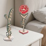 Personalized Wooden Birth Flower Name Sign Plaque with Heart Base Desk Decor Birthday Anniversary Gift for Mom Wife Women