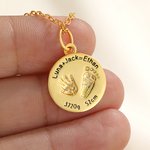 Collar Personalizado Huella de Mano Huella de Pie de Bebé con Nombre Información de Nacimiento Joyería Minimalista Regalo de Cumpleaños Aniversario para Recién Nacido Bebé Mamá