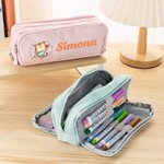 Personalised Cute Cartoon Subject Animals Multi-Compartment Pencil Case with Name Back to School Birthday Gift for Boys Girls