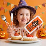 Personalisierte Cartoon-Charakter Spinnennetz Food-Grade Kid's Gabel Löffel Messer 3 Stück Besteck-Set mit Namen Halloween Party Geschenk für Kinder