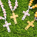 Personalised Baseball Softball Cross Beaded Necklace with Number Team Spirit Wear Game Day Birthday Gift for Kids Sports Fan