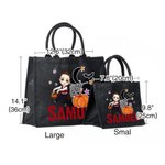 Personalized Moon Pumpkin Halloween Cartoon Character Jute Bag with Name Halloween Party Gift for Boys Girls