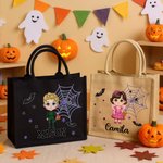 Personalizzato personaggio dei cartoni animati ragnatela grande capacità Tote bag con nome Halloween Party regalo per i bambini