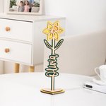 Personalized Wooden Birth Flower Name Sign Plaque with Heart Base Desk Decor Birthday Anniversary Gift for Mom Wife Women