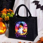Gepersonaliseerde Schattige Spook Pompoen Grote Tas met Naam en Voorletter Halloween Feestcadeau voor Jongens Meisjes