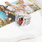 Bague Personnalisée avec 1-8 Noms Texte Gravés et Pierres de Naissance Cadeau Anniversaire Fête pour Maman Femme