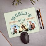 Personalized World's Best Dad 3 Photos Non-Slip Mouse Pad Office Desk Supplies Birthday Father's Day Christmas Gift for Dad