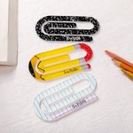 Personalisiertes Lesezeichen 3-teilig-Set im Jumbo-Büroklammer-Design mit Bleistift Notebook Muster Namen Dankeschön Geschenk für Lehrkräfte Lesefans