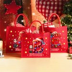 Personalisierte Cartoon-Charakter Weihnachtsmütze Light Strip Initial großen roten Jute Geschenk Tote Tasche mit Namen Weihnachtsfest Party Geschenk für Familie