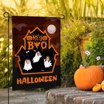Personalized Cartoon Ghost Castle Garden Flag with 1-6 Face Photos Yard Garden Decor Spooky Season Halloween Gift for Family