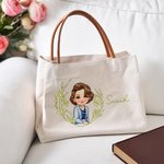 Sac à main en toile avec nom et poignée en cuir PU Cadeau d'anniversaire pour les femmes