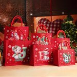 Personalized Cute Cartoon Snowman Large Jute Tote Bag with Name and Initial Party Favors Christmas Gift for Kids Family Friends