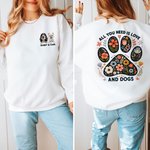 Personalized 1-3 Cute 3D Cartoon Dogs T-shirt Sweatshirt with Name  Birthday Adoption Anniversary Gift for Women Dog Lovers