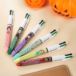 Stylo 4-en-1 rétractable avec nom Personnalisé Halloween Personnalisé Personnage de dessin animé avec paillettes Cadeau d'Halloween pour les enfants