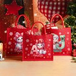 Personalized Cute Cartoon Snowman Large Jute Tote Bag with Name and Initial Party Favors Christmas Gift for Kids Family Friends