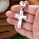 Personalised Baseball Softball Cross Beaded Necklace with Number Team Spirit Wear Game Day Birthday Gift for Kids Sports Fan