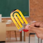 Personalisiertes Lesezeichen 3-teilig-Set im Jumbo-Büroklammer-Design mit Bleistift Notebook Muster Namen Dankeschön Geschenk für Lehrkräfte Lesefans