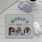 Personalized World's Best Dad 3 Photos Non-Slip Mouse Pad Office Desk Supplies Birthday Father's Day Christmas Gift for Dad