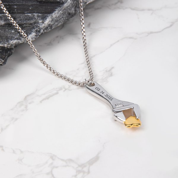 Personalized Heart Spanner Urn Pendant Necklace with Engraved Text Cremation Jewellery Memorial Sympathy Gift for Loss of Loved