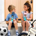 Personalized Cartoon Soccer Character Name Gradient Sports Water Bottle with Flip Top Lid and Strap Birthday Gift for Gym Fitness Soccer Lover