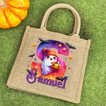 Gepersonaliseerde Schattige Spook Pompoen Grote Tas met Naam en Voorletter Halloween Feestcadeau voor Jongens Meisjes